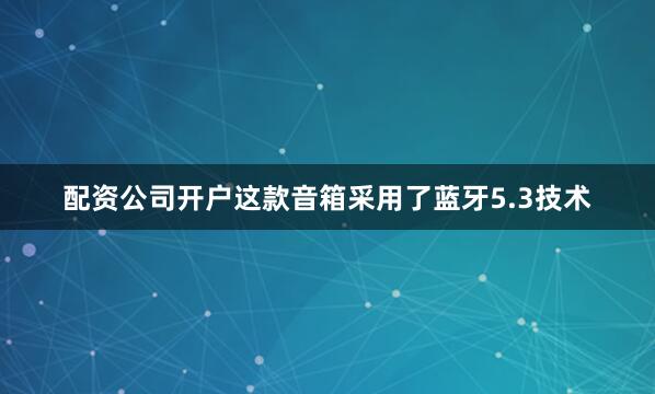 配资公司开户这款音箱采用了蓝牙5.3技术